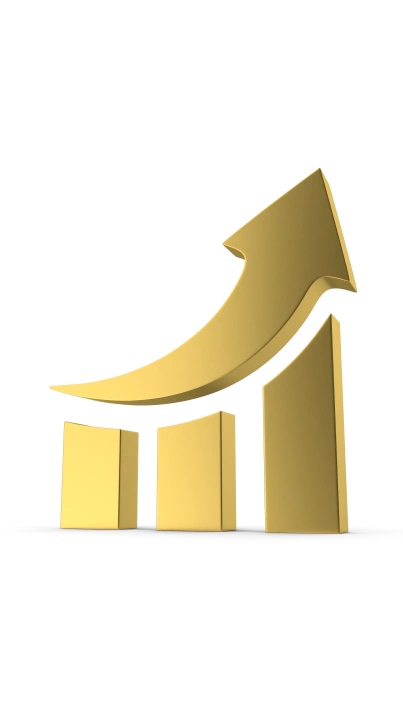 3d growth chart with ascending arrow