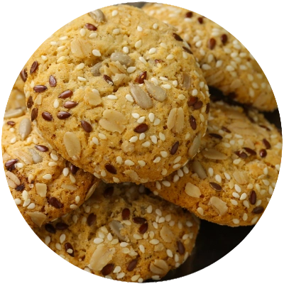 homemade cookies with sesame seeds sprinkled on top