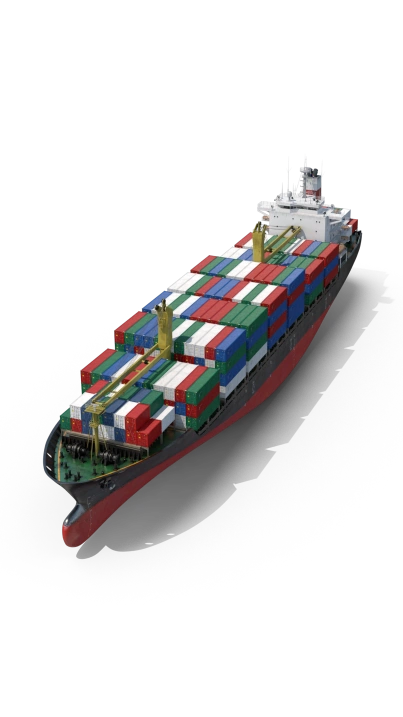 large 3d sea freight shipping container vessel